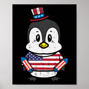 Day Penguin 4th July America Toddler Boys Kids  Poster
