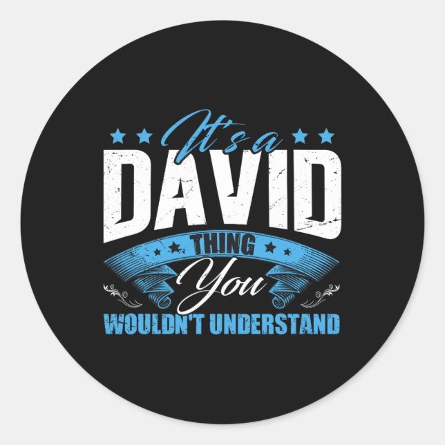 Day Personalised David Name Birthday  Classic Round Sticker (Front)