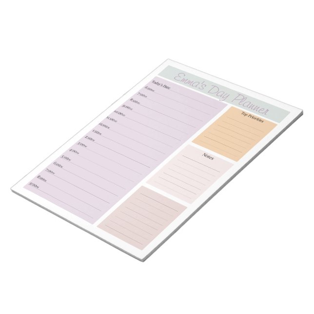 Day Planner Lavender, Apricot, Dusty Mint Notepad (Angled)