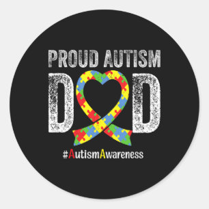 Day Proud Autism Dad Autism Awareness Month Puzzle Classic Round Sticker