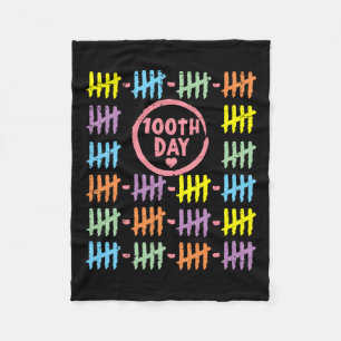 Day Rainbow Lines Tally Marks 100 Days Of School G Fleece Blanket