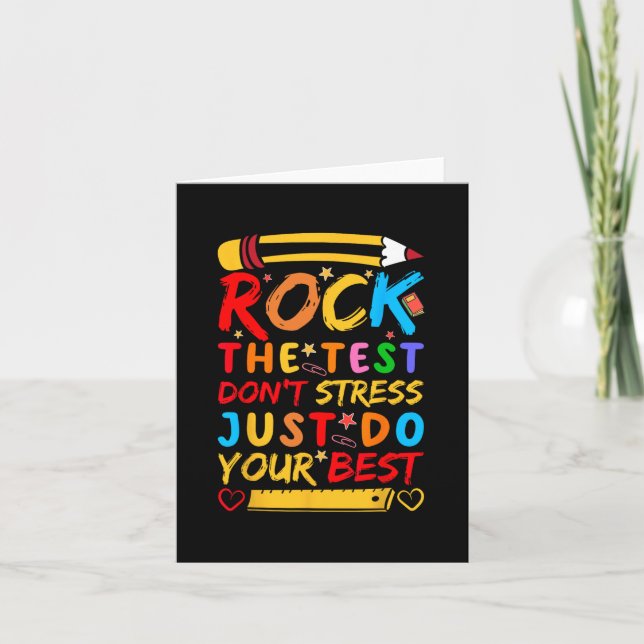 Day Rock The Test Funny Teacher Student Testing Ex Card (Front)