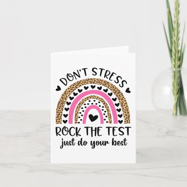 Day Rock The Test Rainbow Teacher Funny Testing Da Card (Front)