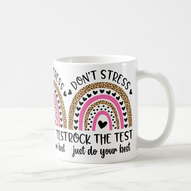Day Rock The Test Rainbow Teacher Funny Testing Da Coffee Mug (Right)