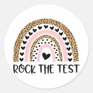 Day Rock The Test Teacher Funny Rainbow Testing Da Classic Round Sticker