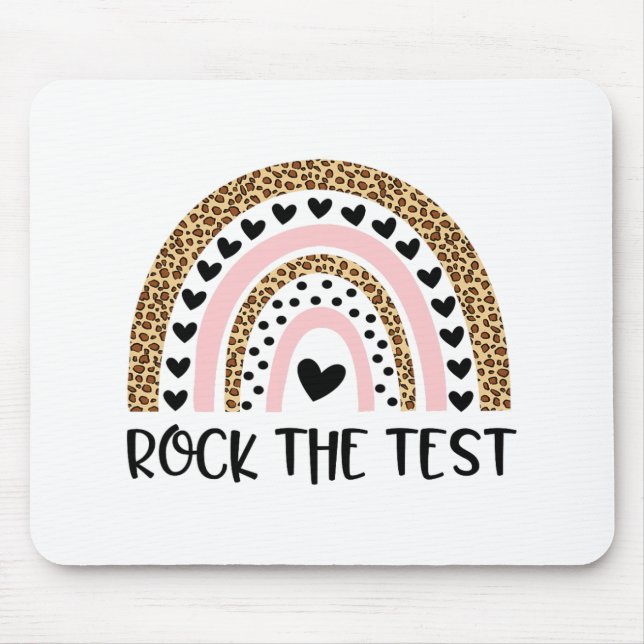 Day Rock The Test Teacher Funny Rainbow Testing Da Mouse Pad (Front)