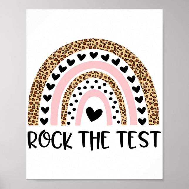 Day Rock The Test Teacher Funny Rainbow Testing Da Poster (Front)