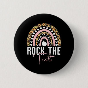 Day Rock The Test Teacher Rainbow Leopard Student 6 Cm Round Badge
