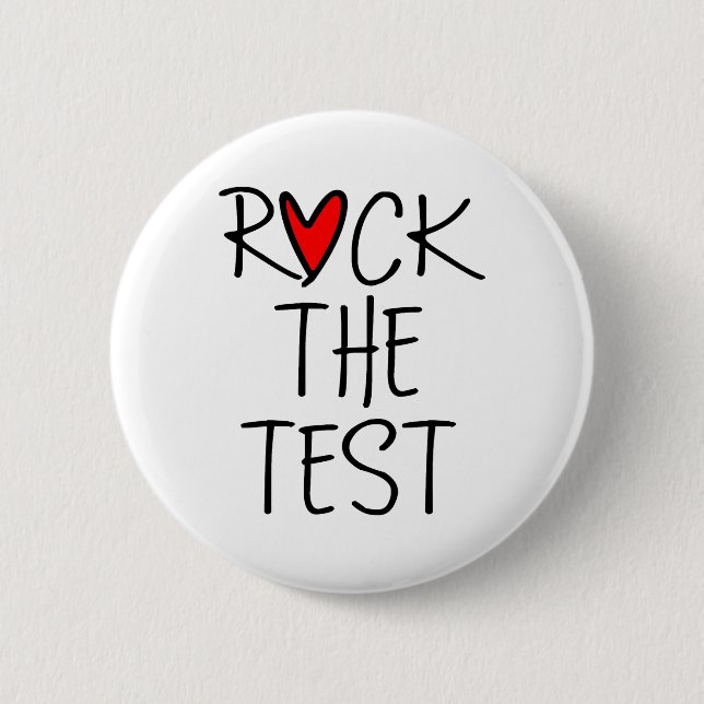 Day Rock The Test Teacher Testing Day Funny Teache 6 Cm Round Badge (Front)