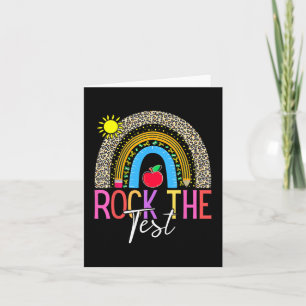 Day Rock The Test Teacher Testing Day Leopard Rain Card