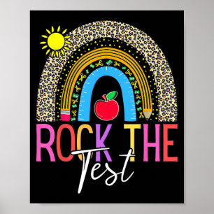 Day Rock The Test Teacher Testing Day Leopard Rain Poster