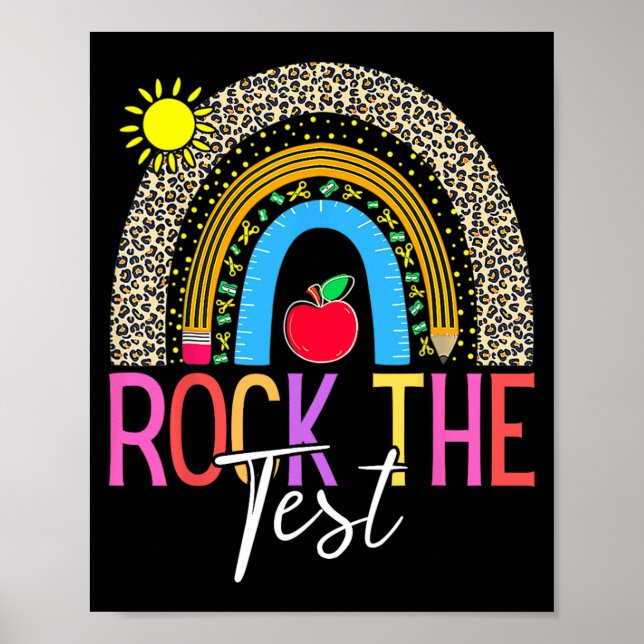 Day Rock The Test Teacher Testing Day Leopard Rain Poster (Front)