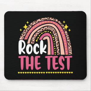 Day Rock The Test Teacher Testing Day Rainbow Leop Mouse Pad