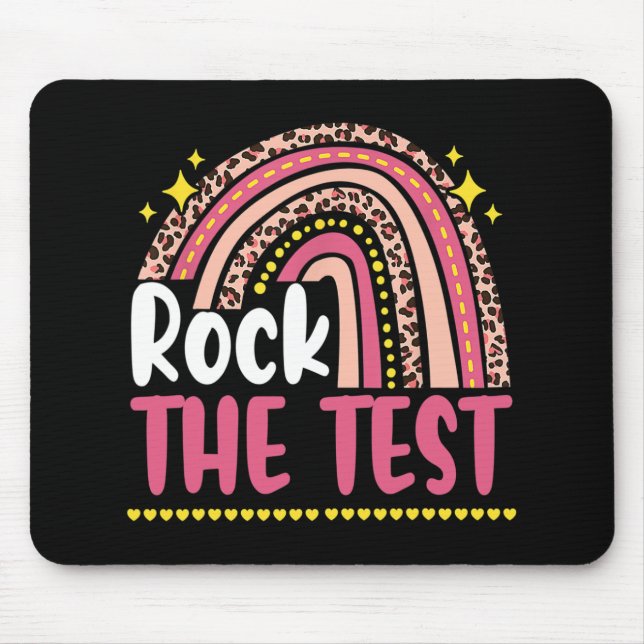Day Rock The Test Teacher Testing Day Rainbow Leop Mouse Pad (Front)