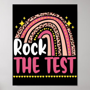 Day Rock The Test Teacher Testing Day Rainbow Leop Poster