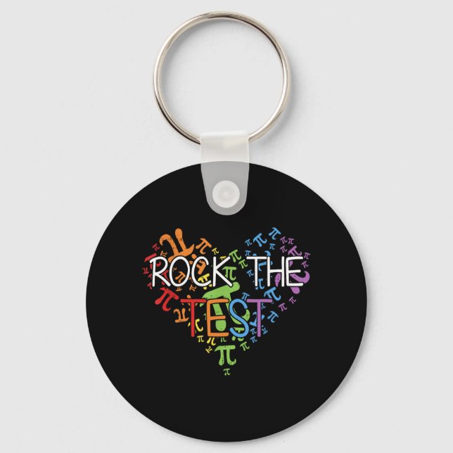Day Rock The Test Teacher Testing Day Rainbow Teac Key Ring (Front)
