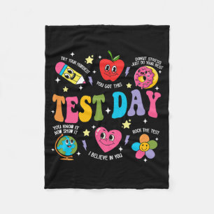 Day Rock The Test Testing Day Motivational Teacher Fleece Blanket
