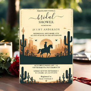 Day Rodeo Retro Horse Rustic Western Bridal Shower Invitation