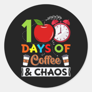 Day School Costume Teacher 100 Days Of Coffee And Classic Round Sticker