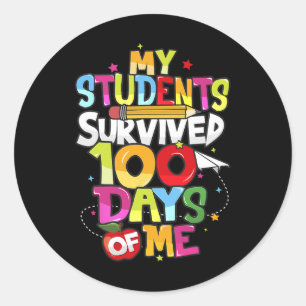 Day School Tee - My Students Survived 100 Days Of Classic Round Sticker