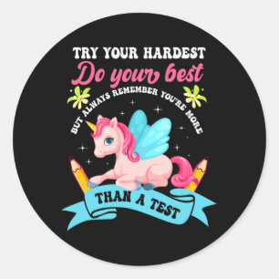 Day Shirt Unicorn Test Day Classic Round Sticker