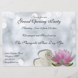 Day Spa Grand Opening Custom Invitations