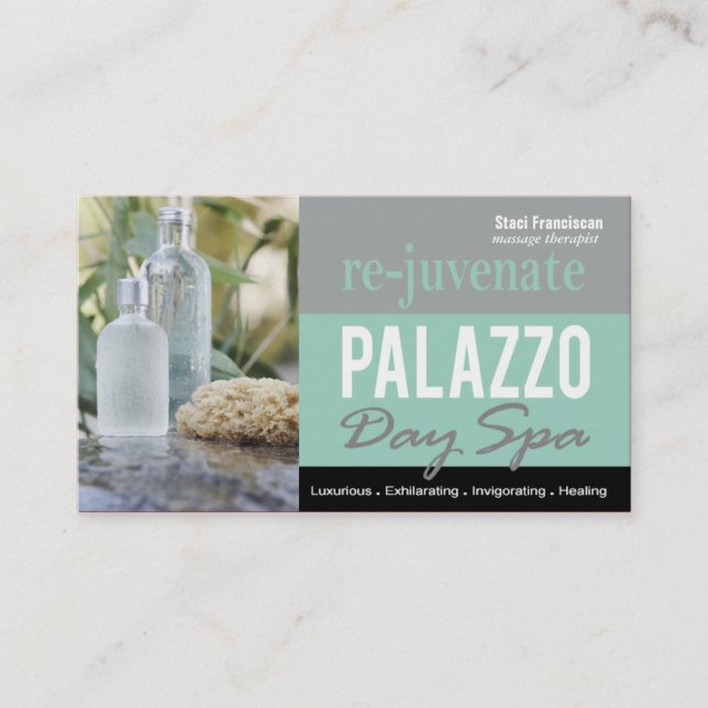 Day Spa Massage Therapist Aromatherapy Business Card (Front)