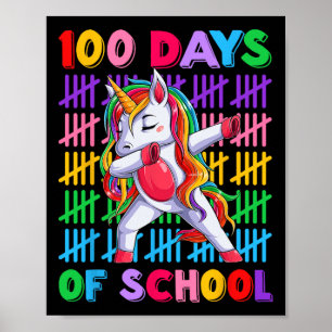 Day Teacher Kids Costume Unicorn 100 Days Of Schoo Poster