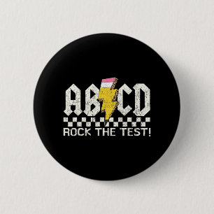 Day Teacher Testing Retro Abcd Rock Test Day Schoo 6 Cm Round Badge