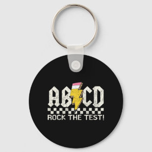 Day Teacher Testing Retro Abcd Rock Test Day Schoo Key Ring
