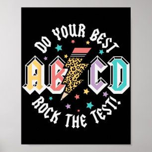 Day Teachers Boys Girls Abcd Rock The Test Testing Poster