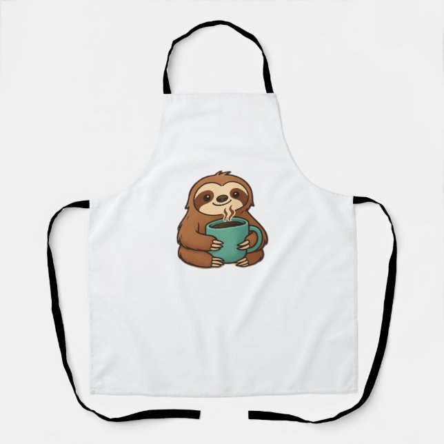 Day-to-Night Sloth Glow-Up Patch – Embroidered Tra Apron (Front)