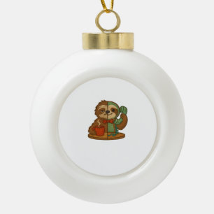 Day-to-Night Sloth Glow-Up Patch – Embroidered Tra Ceramic Ball Christmas Ornament