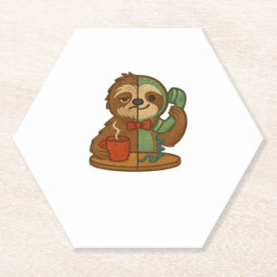 Day-to-Night Sloth Glow-Up Patch � Embroidered Tra Paper Coaster