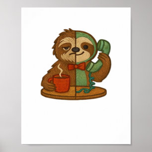 Day-to-Night Sloth Glow-Up Patch – Embroidered Tra Poster