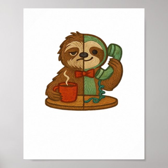 Day-to-Night Sloth Glow-Up Patch – Embroidered Tra Poster (Front)
