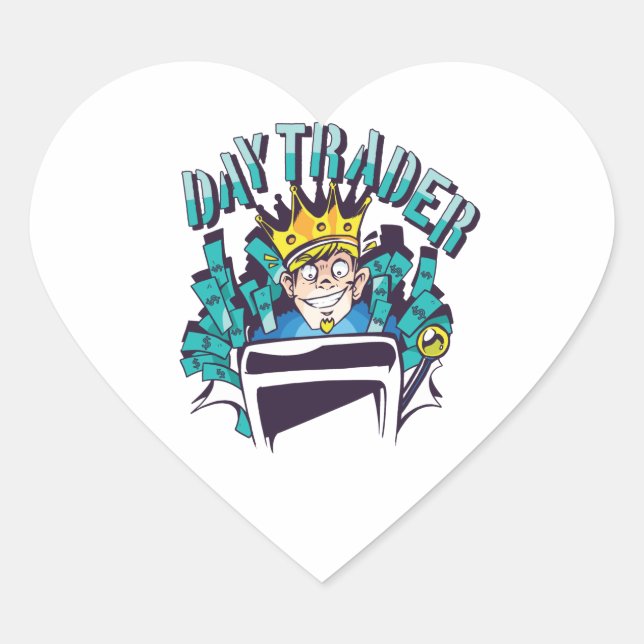 Day Trader Gift Idea Heart Sticker (Front)