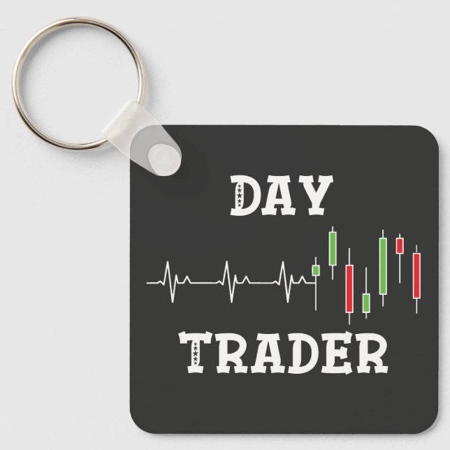 Day Trader Heart Beat  Key Ring (Front)