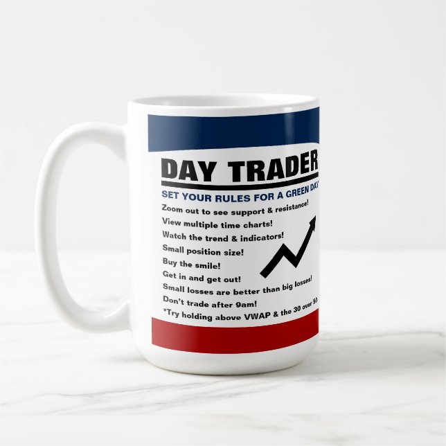 DAY TRADER Set Your Rules For A Green Day! Coffee Mug (Left)