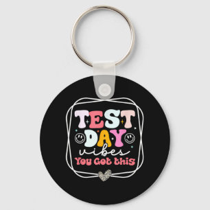 Day Vibes You Got This Teacher Retro Groovy Testin Key Ring