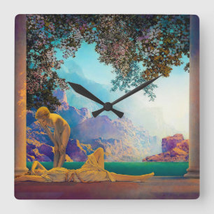 Daybreak, 1922 by Maxfield Parrish Square Wall Clock