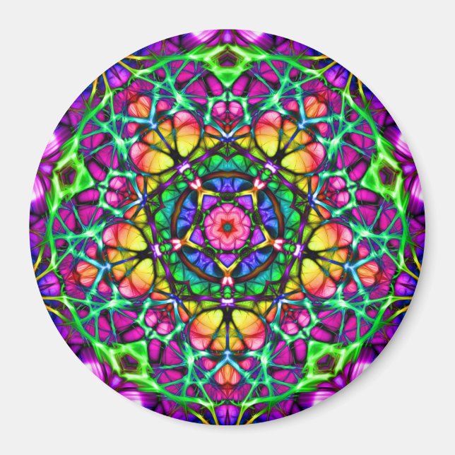 Daybreak Delight Kaleidoscope Mandala Magnet (Front)