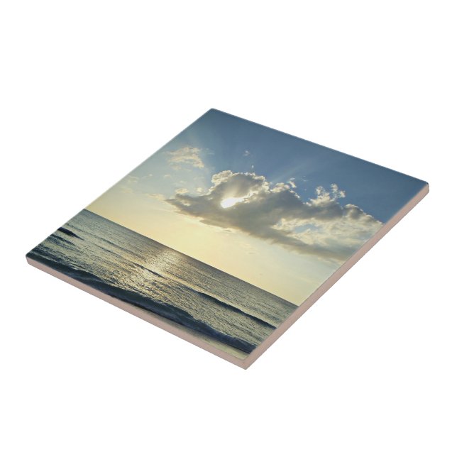 Daybreak Over the Open Water Ceramic Tile (Side)