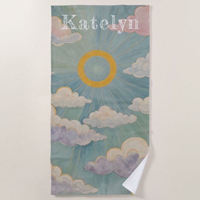 Daybreak's Embrace Personalized Beach Towel (Front)