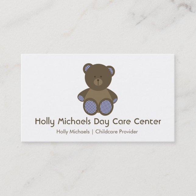 Daycare / Babysitter Bear Business Cards (Front)