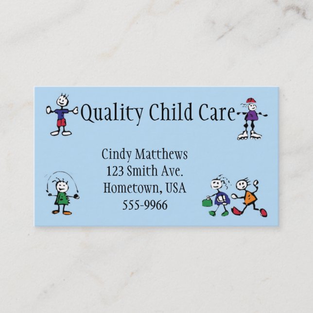 daycare, babysitting, child care business card (Front)