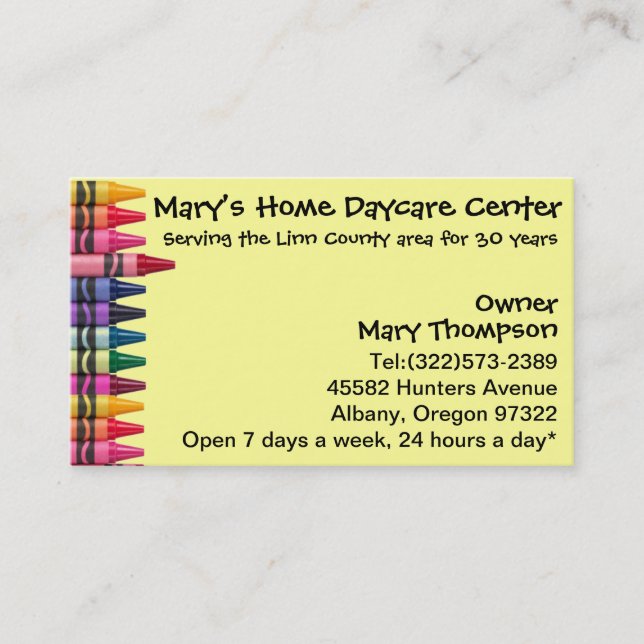 Daycare Babysitting Childcare Business Card (Front)