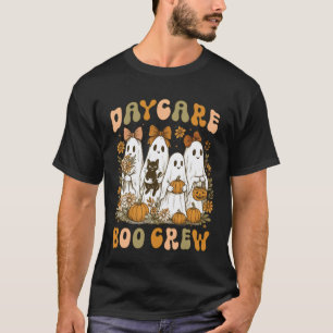 Daycare Boo Crew Girly Halloween Floral Ghost Cat T-Shirt