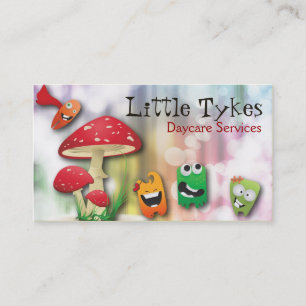 Daycare Business Card Colourful Mushroom &