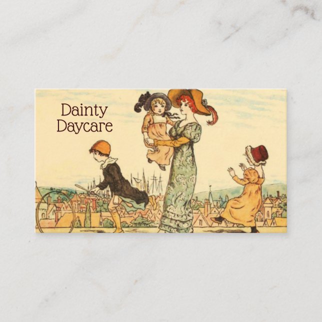 Daycare Business Vintage Nanny Babysitting Card (Front)